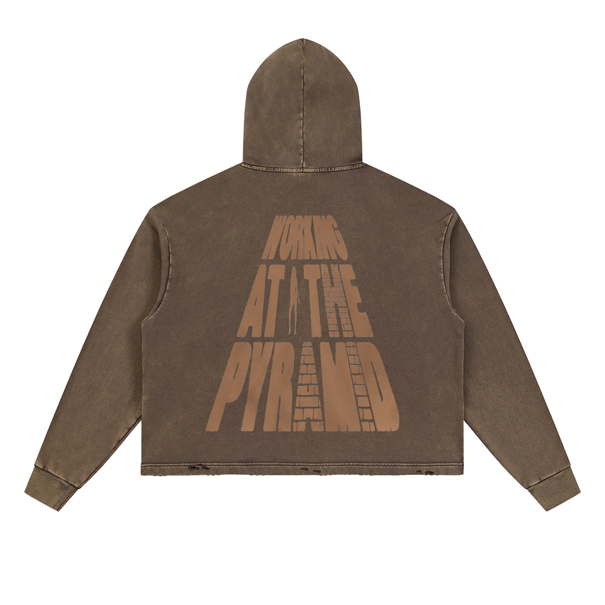 working at the pyramids washed hoodie, back
