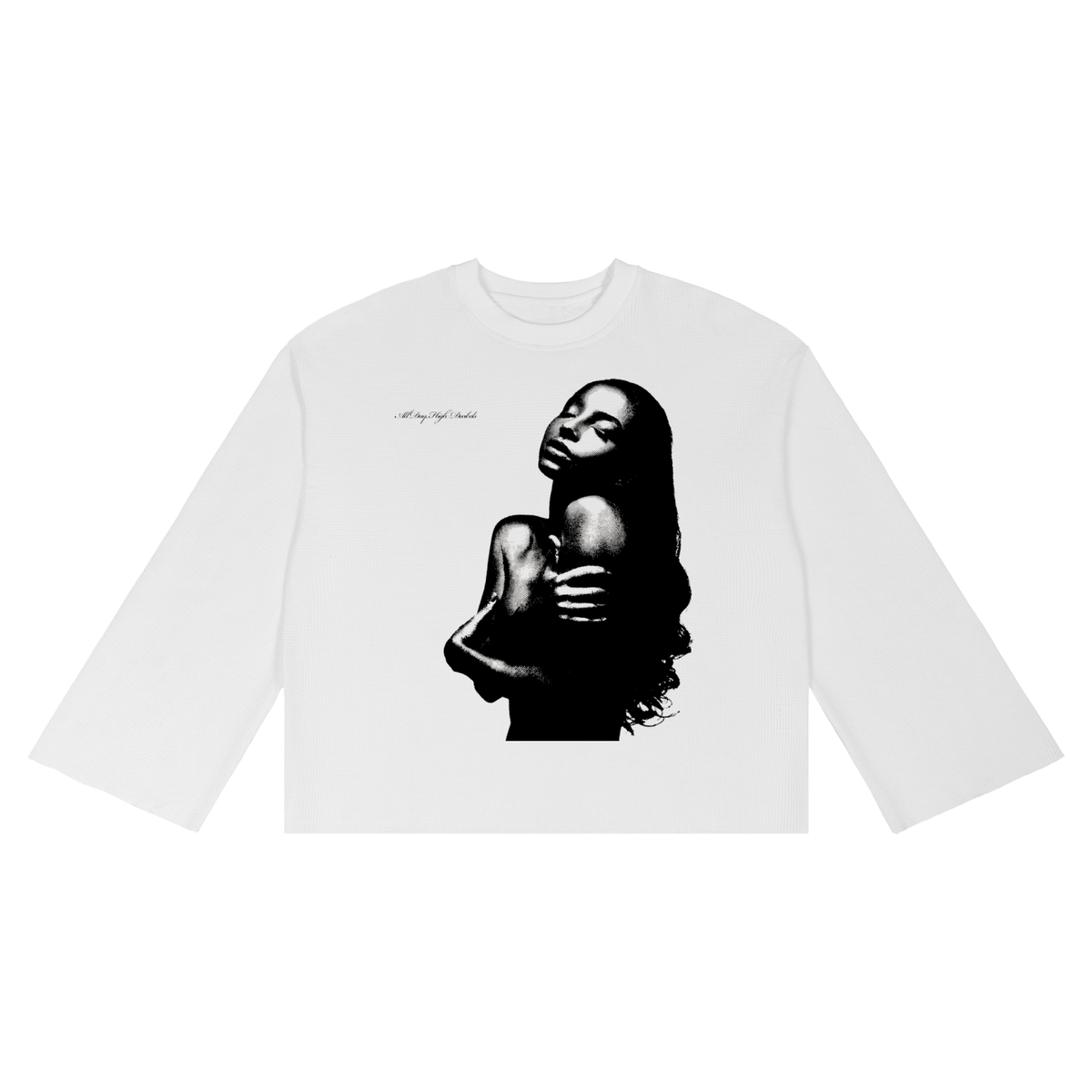 waffle raw edge long sleeve