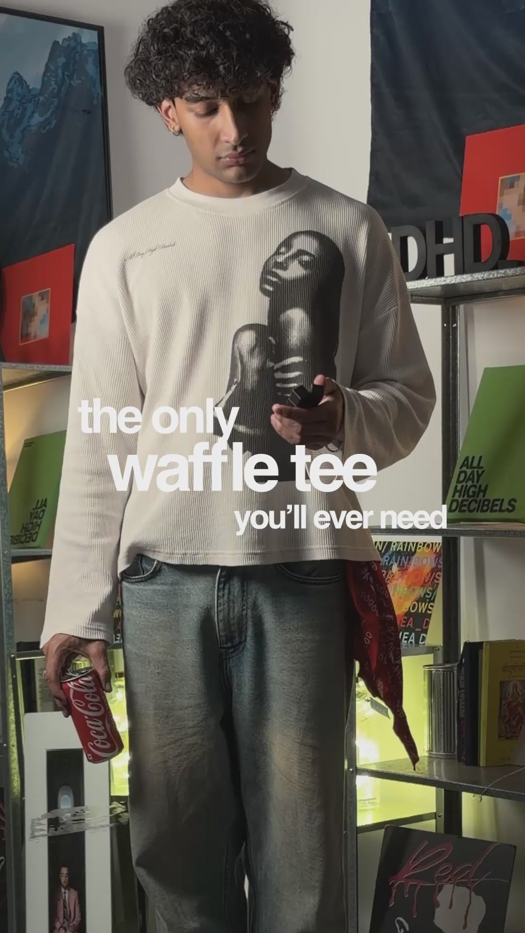 kiss of life waffle raw edge long sleeve, worn